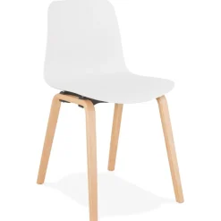 Chaise scandinave 'PACIFIK' blanche avec pieds en bois finition naturelle