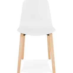 Chaise scandinave 'PACIFIK' blanche avec pieds en bois finition naturelle