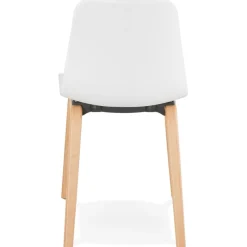 Chaise scandinave 'PACIFIK' blanche avec pieds en bois finition naturelle