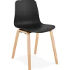 Chaise scandinave 'PACIFIK' noire avec pieds en bois finition naturelleChaise scandinave 'PACIFIK' noire avec pieds en bois finition naturelle