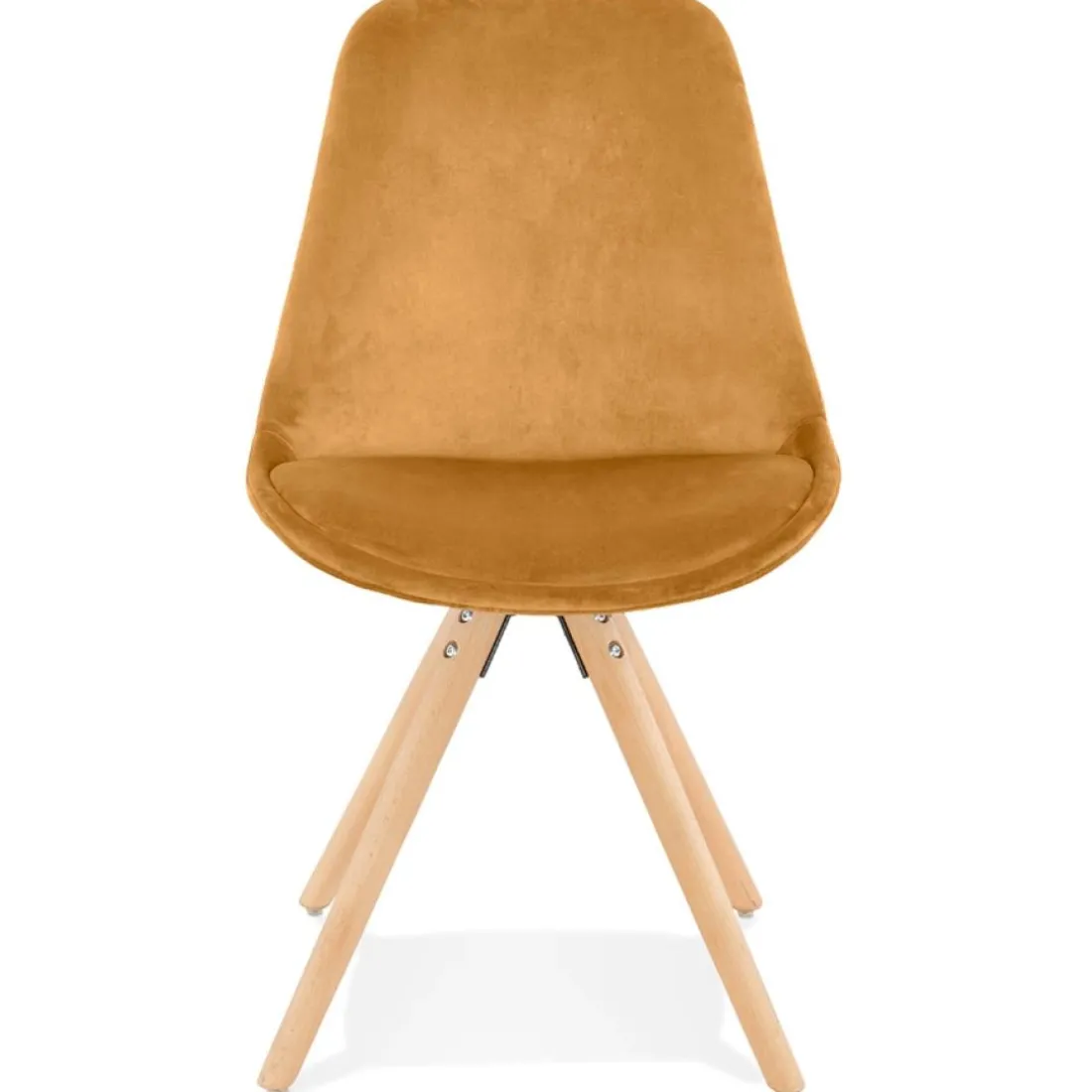 Chaise vintage en velours moutarde et pieds en bois noir 'RICKY'