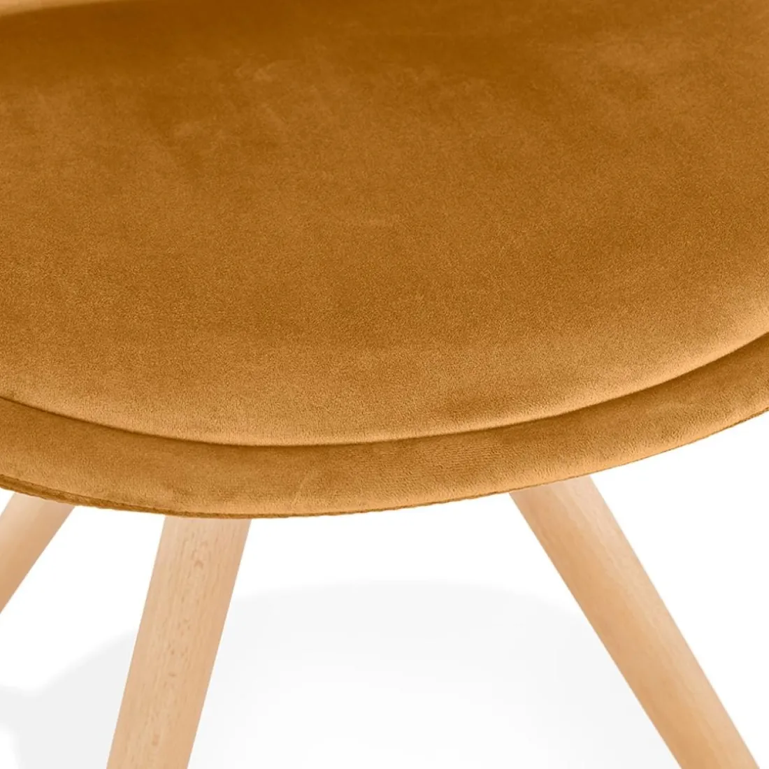 Chaise vintage en velours moutarde et pieds en bois noir 'RICKY'