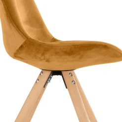 Chaise vintage en velours moutarde et pieds en bois noir 'RICKY'