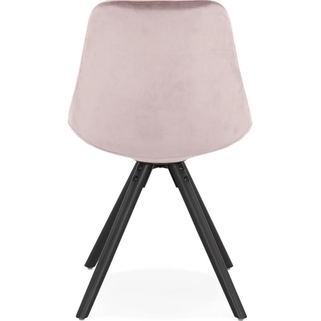 Chaise vintage 'RICKY' en velours rose et pieds en bois noir