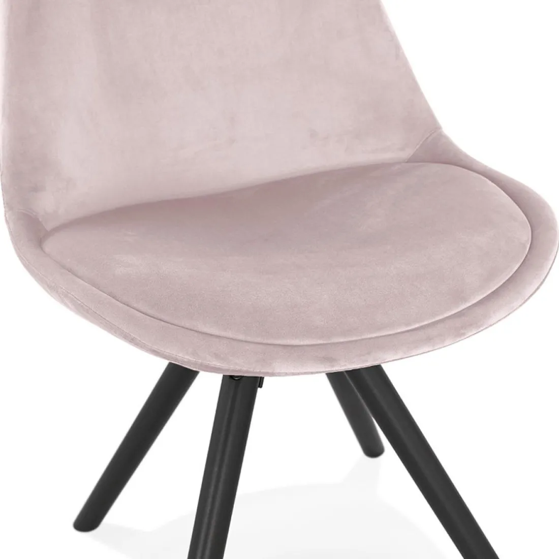 Chaise vintage 'RICKY' en velours rose et pieds en bois noir