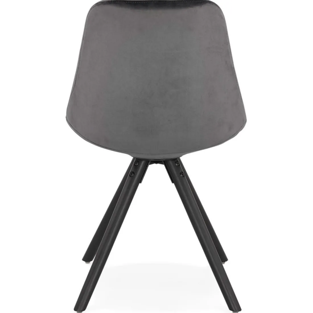 Chaise vintage 'RICKY' en velours gris et pieds en bois noir