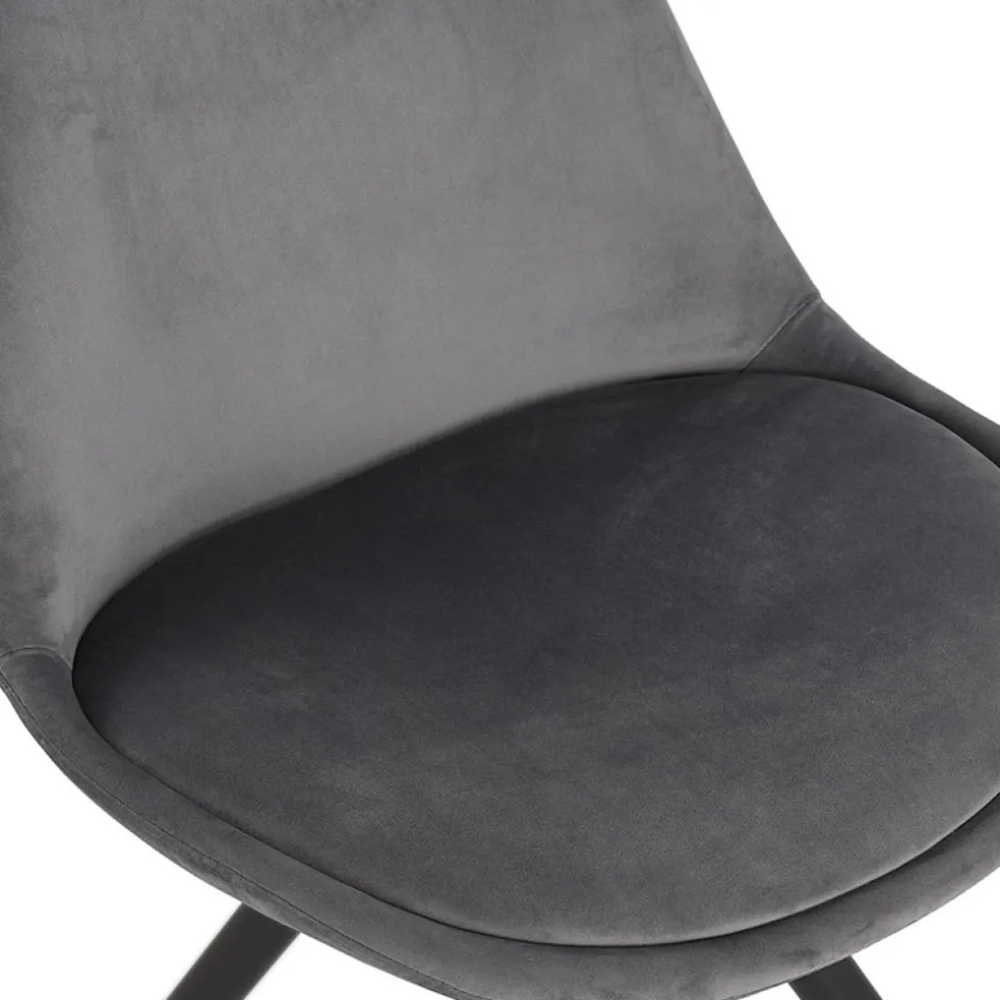 Chaise vintage 'RICKY' en velours gris et pieds en bois noir