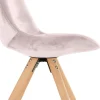 Chaise vintage 'RICKY' en velours rose et pieds en bois naturel
