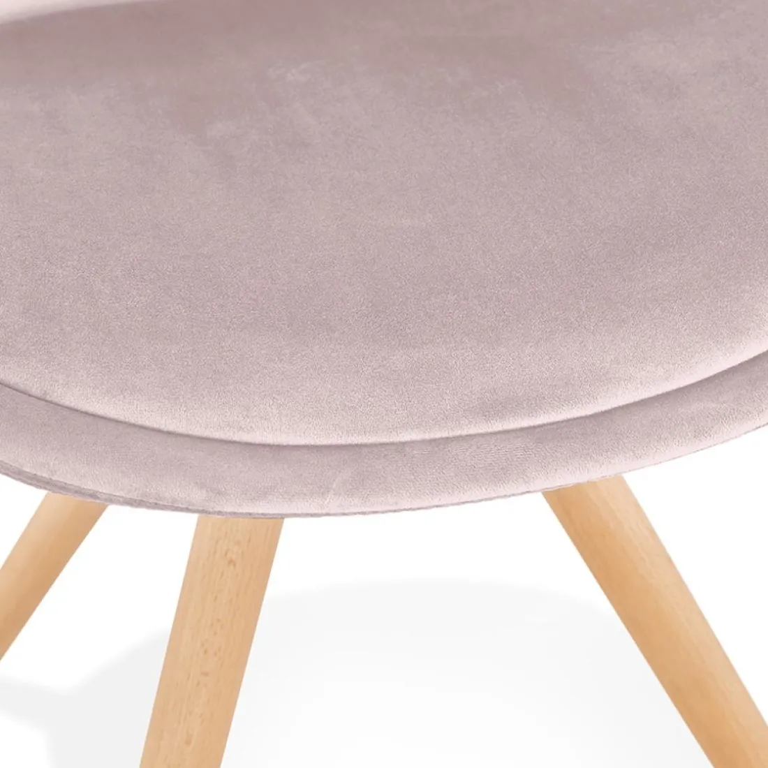 Chaise vintage 'RICKY' en velours rose et pieds en bois naturel