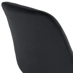 Chaise vintage 'RICKY' en velours noir et pieds en bois noir