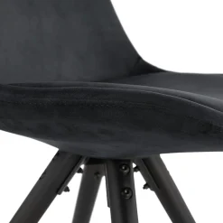 Chaise vintage 'RICKY' en velours noir et pieds en bois noir