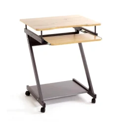chariot ordinateur plateaux en MDF mélamine anthracite et chêne