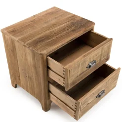Chevet ANDRIAN 2 Tiroirs Bois Pin Recyclé
