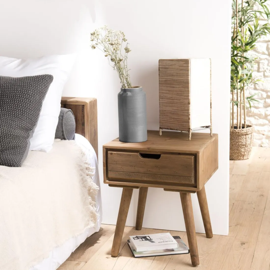 Chevet ANDY Scandi Bois 1 Tiroir Sapin