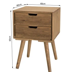 Chevet ANDY Scandi Bois 2 Tiroirs Sapin