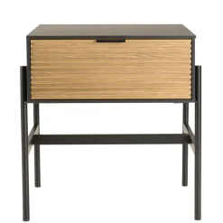 Chevet marron et noir 1 tiroir Pin pieds métal noir