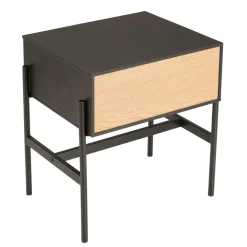 Chevet marron et noir 1 tiroir Pin pieds métal noir