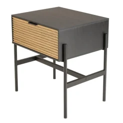 Chevet marron et noir 1 tiroir Pin pieds métal noir