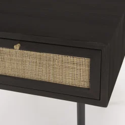 Chevet Noir 1 Tiroir Cannage YANIS