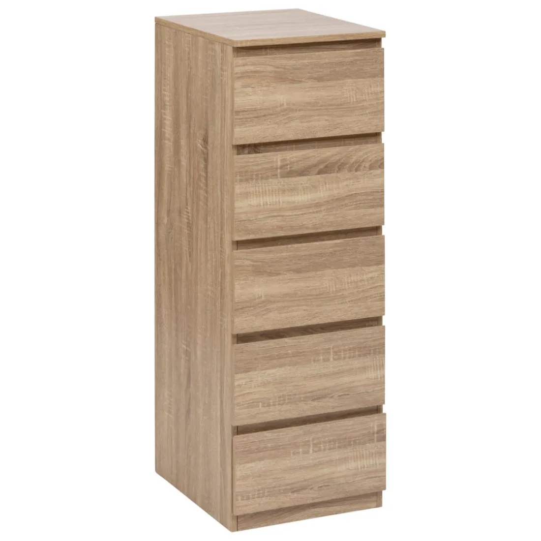 Chiffonier 5 tiroirs effet bois naturel