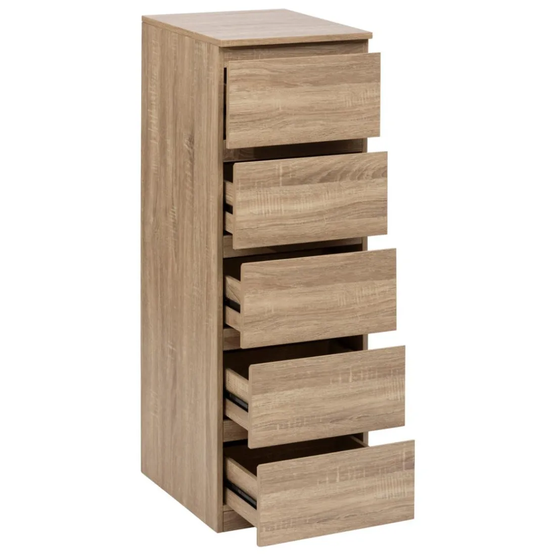 Chiffonier 5 tiroirs effet bois naturel