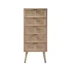 Chiffonnier 5 tiroirs façades en rotin naturel en bois Beige