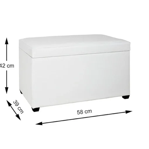 Coffre de rangement blanc en simili cuir