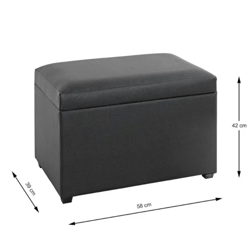 Coffre de rangement en similicuir avec assise rembourée