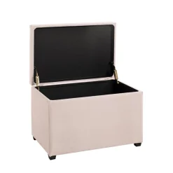 Coffre de rangement en velours crème assise rembourrée et pliable