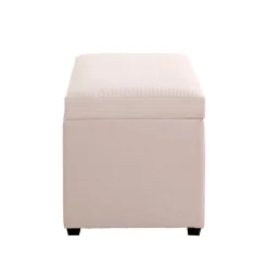 Coffre de rangement en velours crème assise rembourrée et pliable