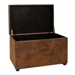 Coffre de rangement marron vintage en simili cuir
