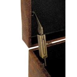 Coffre de rangement marron vintage en simili cuir