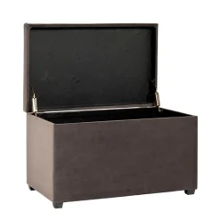 Coffre de rangement marron anthracite en simili cuir