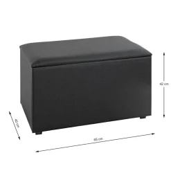 Coffre de rangement simili cuir noir