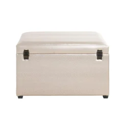 coffre de rangement simili cuir doré