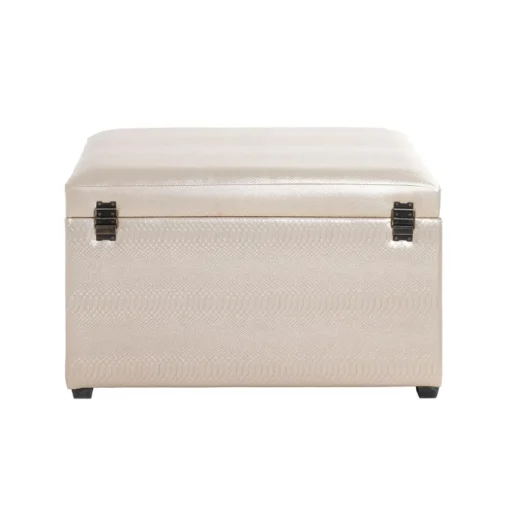 coffre de rangement simili cuir doré