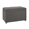 Coffre de rangement tissu anthracite assise rembourrée et rabattable