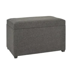 Coffre de rangement tissu anthracite assise rembourrée et rabattable