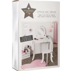 Coiffeuse + tabouret blanc