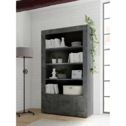 Colonne de cuisine 3 étagères en bois et 2 portes URBINO oxyde