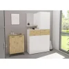 Commode 1 porte 1 tiroir BELM 2 blanc et naturel