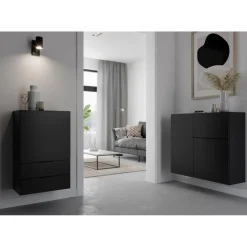 Commode 1 porte 2 tiroirs DARK 5 anthracite