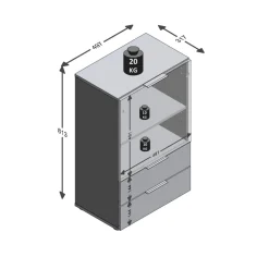 Commode 1 porte 2 tiroirs DARK 5 anthracite