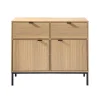 Commode 2 Portes 2 Tiroirs Façades Rainurées en bois Beige