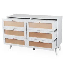 Commode 6 tiroirs avec cannage Dalgora Blanc