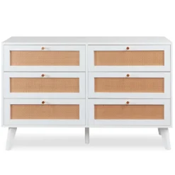 Commode 6 tiroirs avec cannage Dalgora Blanc