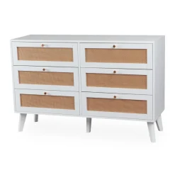 Commode 6 tiroirs avec cannage Dalgora Blanc