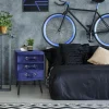 Commode 3 tiroirs Bardo Velours Bleu