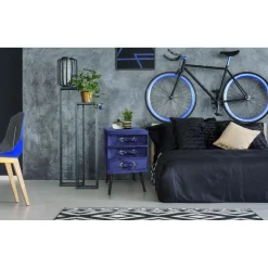 Commode 3 tiroirs Bardo Velours Bleu