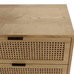 Commode 6 tiroirs cannage naturel pieds métal noir MARCEAU